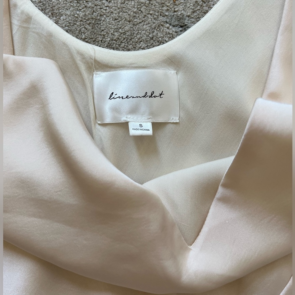 Loulou Satin Dress in Cream 
Line & Dot
Color:Cream Size: Small - Picture 5 of 6